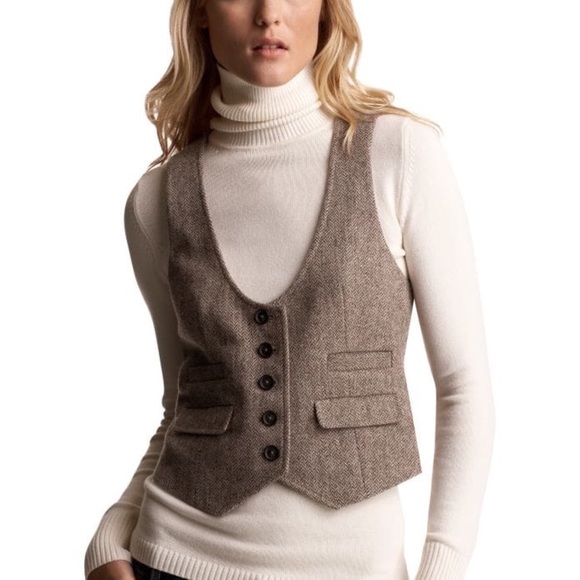 GAP Jackets & Blazers - GAP Brown Tweed Herringbone Vest